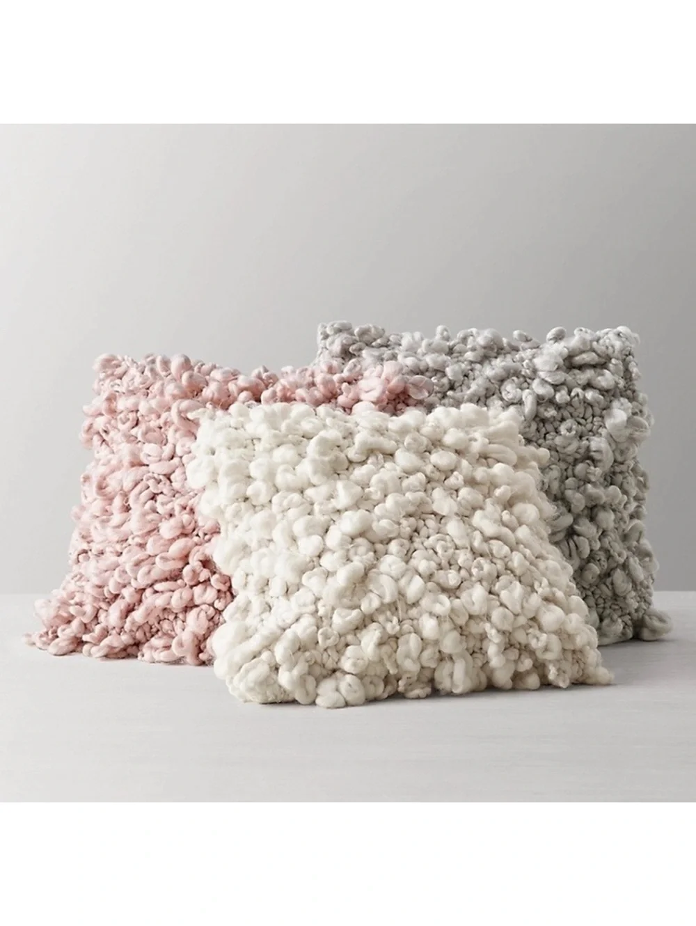 RH Chunky Hand-Knit Looped Pillow Cover - Ivory